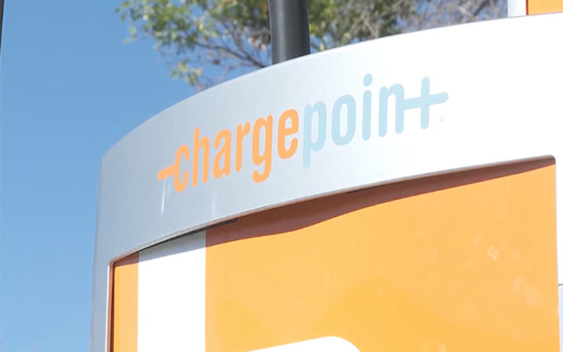 A closeup of a Chargepoint charger